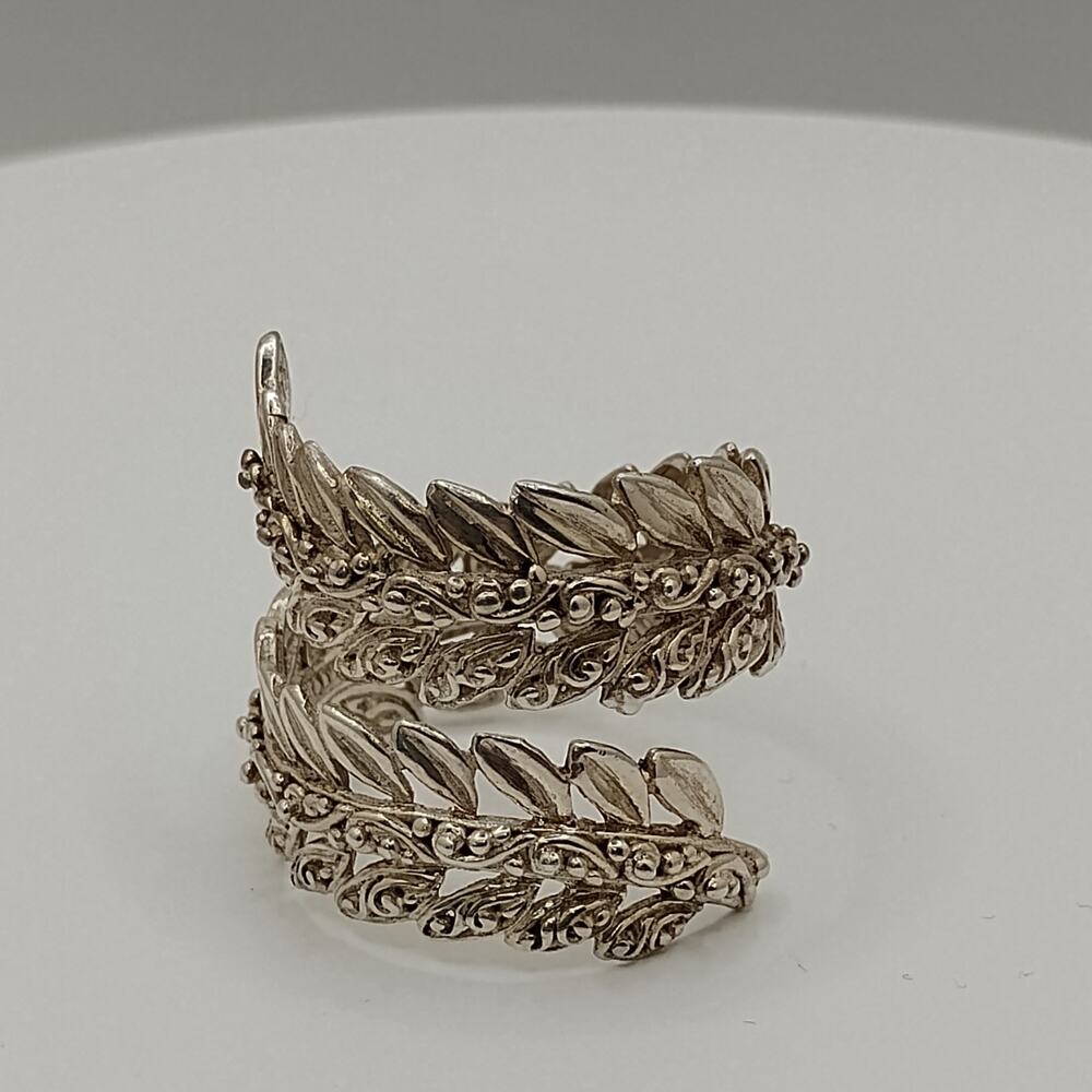Rare VTG Sarda Bali Style Leaf Bypass Ring in Sterling Silver